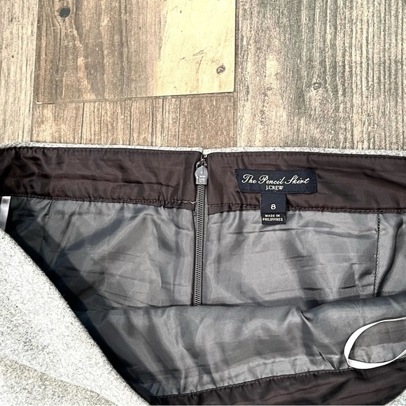 J.CREW $110 light gray Classic Lined Pencil Skirt Double Serge Wool Size 8 - Picture 7 of 9